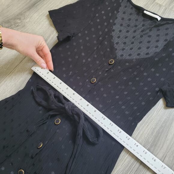 Mango Dress 6 Black Midi Whimsigoth Fairy Grunge Punk Cottagecore Button Front - Picture 7 of 11